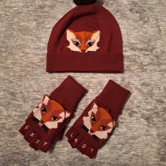 NWOT - Kate Spade - Blaze a trail- Fox hat & fox glove set - wool - one size - Picture 2 of 9